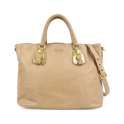 Prada Convertible Shopper Soft Calf, Brown, Leather, Tote Bag