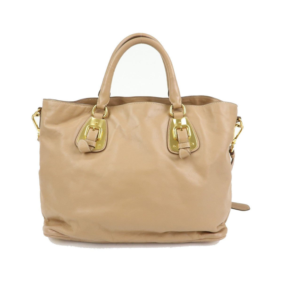Prada Convertible Shopper Soft Calf, Brown, Leather, Tote Bag