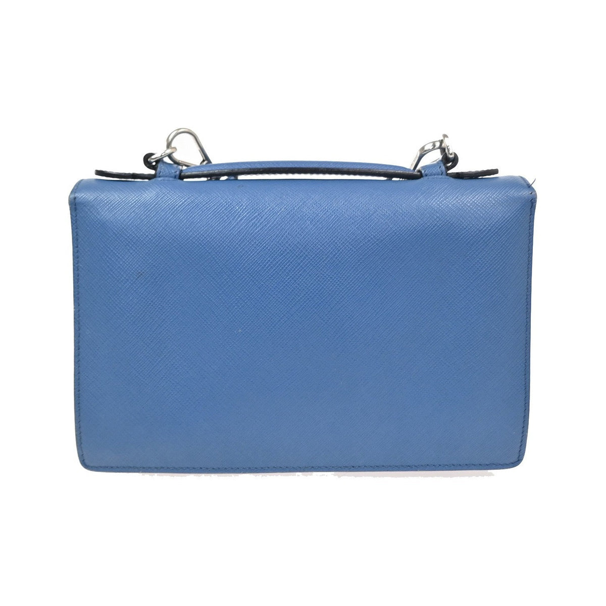 Prada Convertible Sound Top Handle Saffiano Leather, Blue, Leather, Shoulder Bag