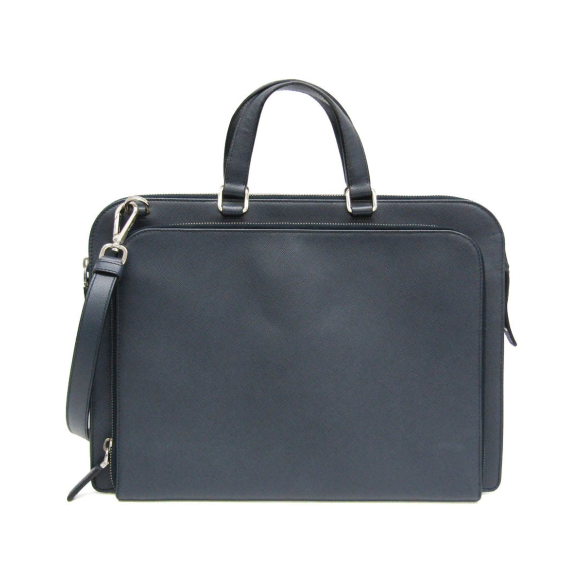 Prada Convertible Travel Saffiano Leather, Navy, Leather, Briefcase