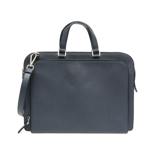 Prada Convertible Travel Saffiano Leather, Navy, Leather, Briefcase
