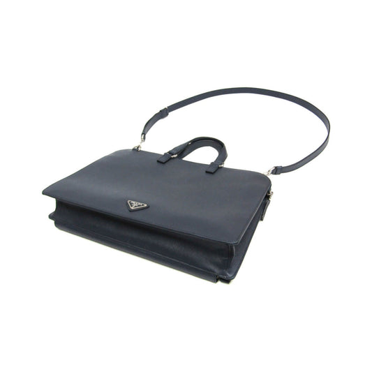 Prada Convertible Travel Saffiano Leather, Navy, Leather, Briefcase