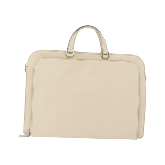 Prada Convertible Travel Saffiano Leather, Beige, Leather, Briefcase