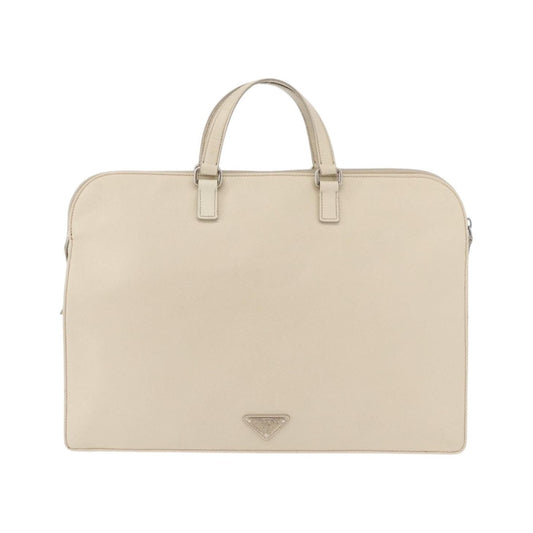 Prada Convertible Travel Saffiano Leather, Beige, Leather, Briefcase
