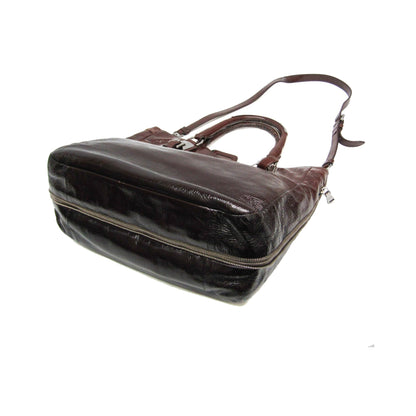 Prada Convertible Zippers Vernice Sfumata, Brown, Patent Leather, Tote Bag