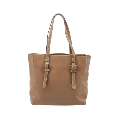 Prada Covered Strap Open City Calfskin, Beige, Leather, Tote Bag