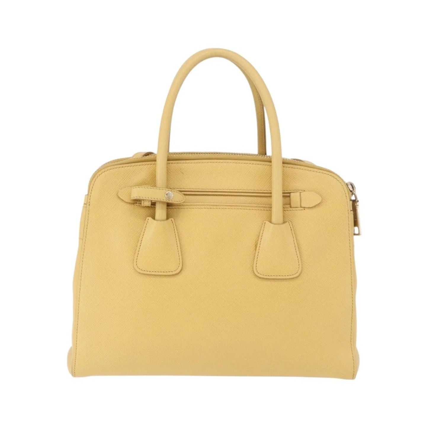 Prada Cuir Frame Double Zip Tote Saffiano Leather, Yellow, Leather, Tote Bag