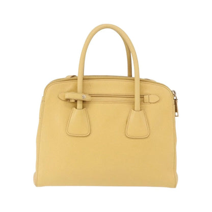 Prada Cuir Frame Double Zip Tote Saffiano Leather, Yellow, Leather, Tote Bag