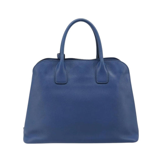 Prada Cuir Promenade Front Zip Tote Leather, Blue, Leather, Handbag