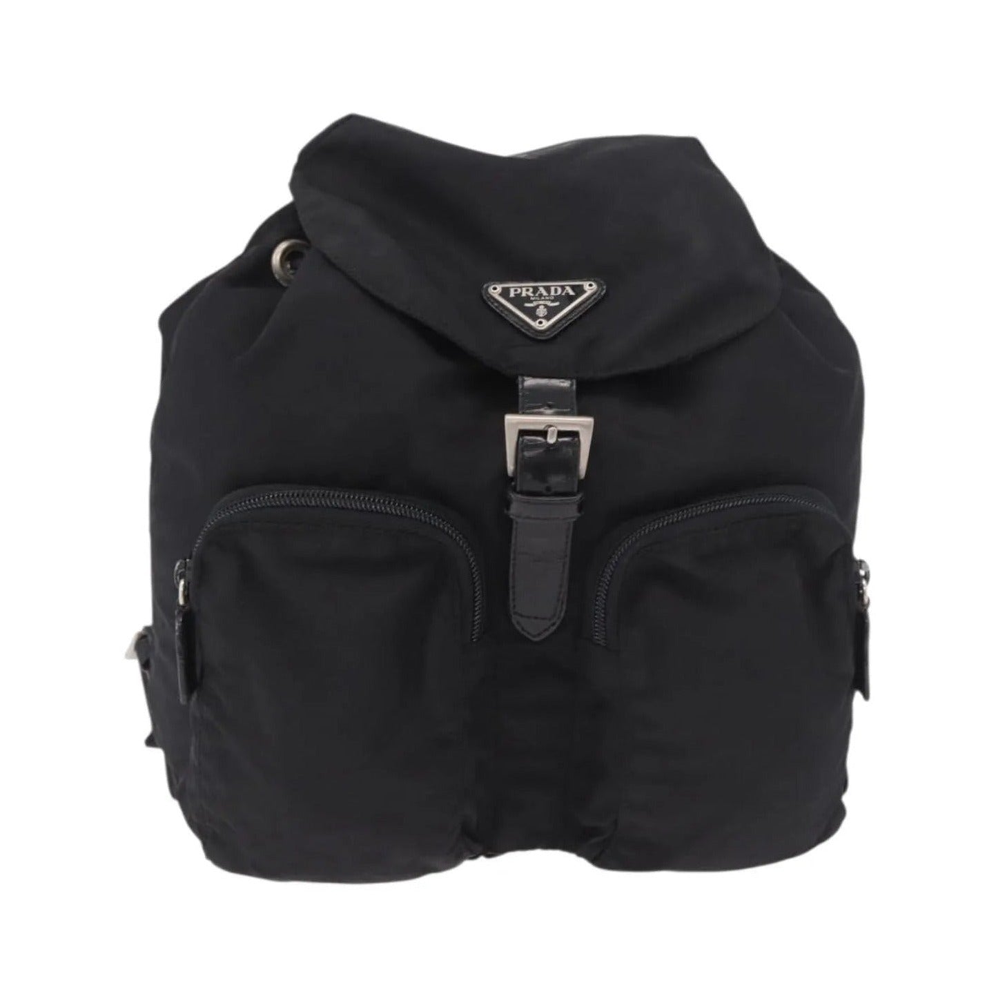 Prada Double Front Pocket Tessuto, Black, Nylon, Backpack