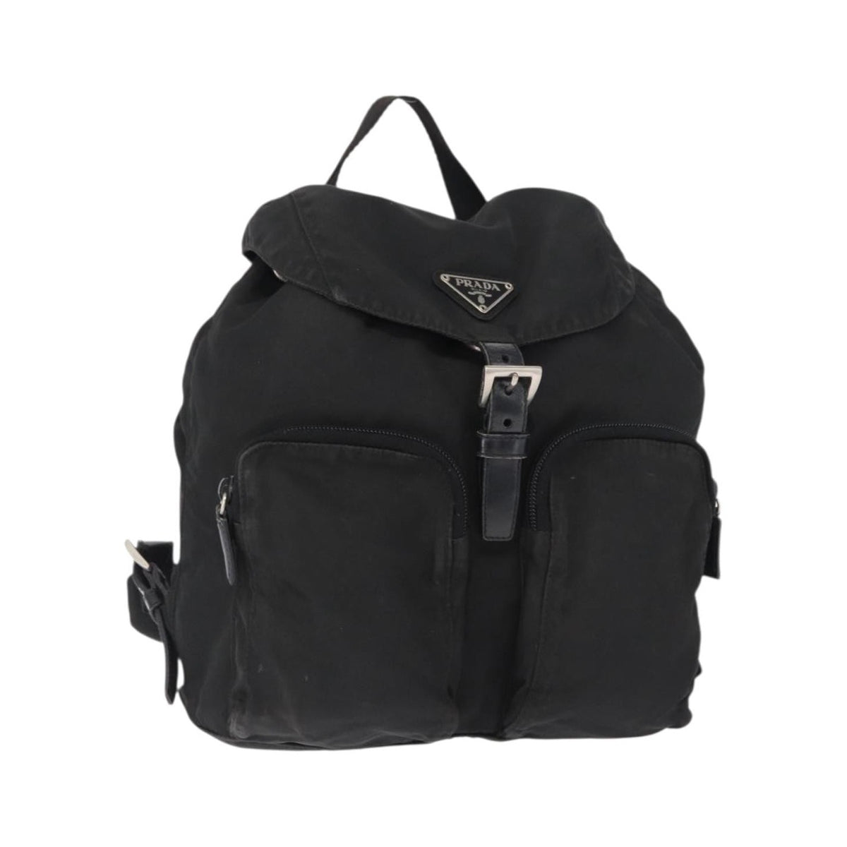 Prada Double Front Pocket Tessuto, Black, Nylon, Backpack