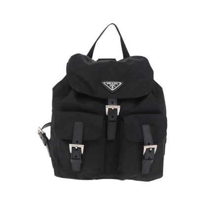 Prada Double Pocket Backpack Chain Re-Nylon, Black, Nylon, Shoulder Bag