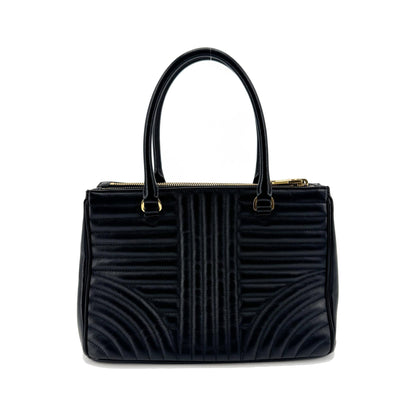 Prada Double Zip Diagramme Quilted Leather, Black, Leather, Tote Bag