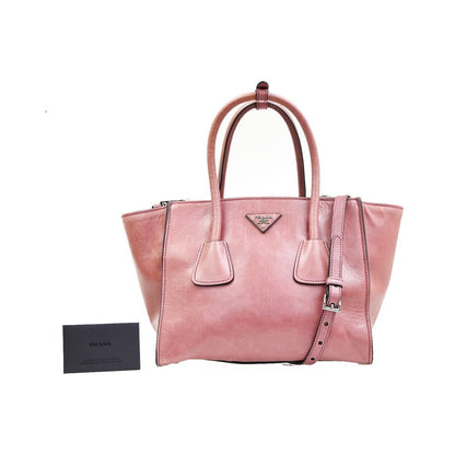 Prada Double Zip Lux Convertible Saffiano Leather, Pink, Leather, Tote Bag