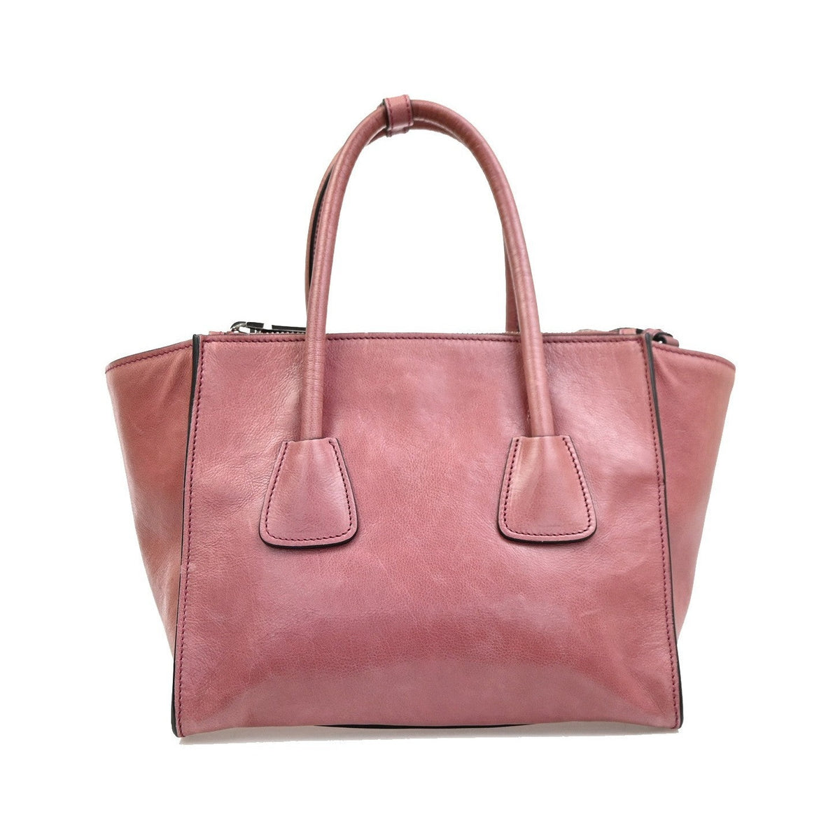 Prada Double Zip Lux Convertible Saffiano Leather, Pink, Leather, Tote Bag