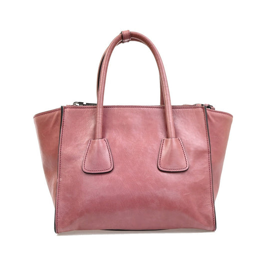 Prada Double Zip Lux Convertible Saffiano Leather, Pink, Leather, Tote Bag