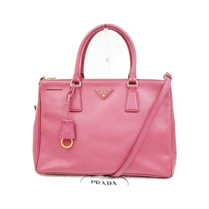 Prada Double Zip Lux Convertible Tote Saffiano Leather, Pink, Leather, Tote Bag