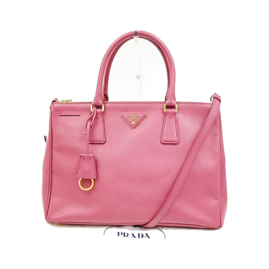 Prada Double Zip Lux Convertible Tote Saffiano Leather, Pink, Leather, Tote Bag