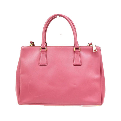 Prada Double Zip Lux Convertible Tote Saffiano Leather, Pink, Leather, Tote Bag