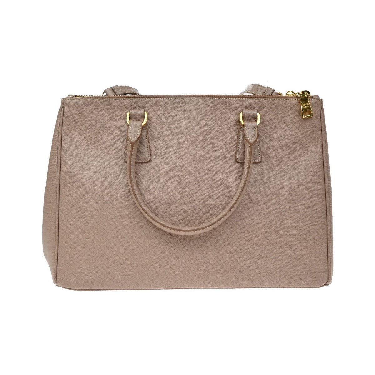 Prada Double Zip Lux Saffiano Leather, Pink, Leather, Tote Bag