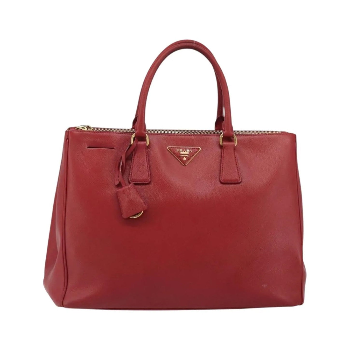 Prada Double Zip Lux Tote Saffiano Leather, Red, Leather, Handbag