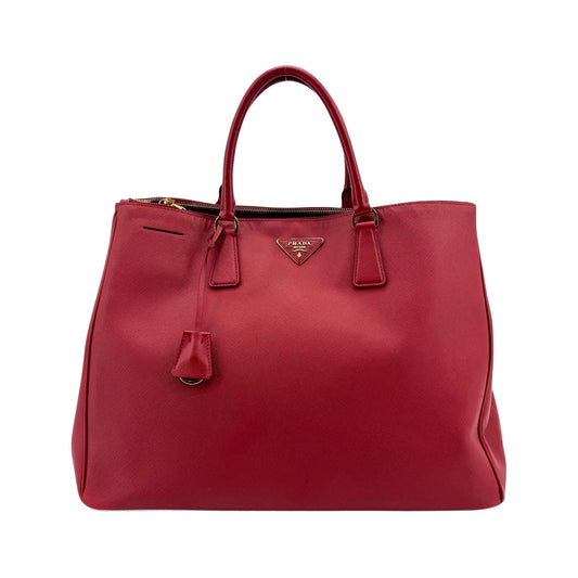 Prada Double Zip Lux Vernice Saffiano Leather, Red, Leather, Tote Bag