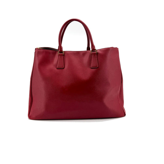 Prada Double Zip Lux Vernice Saffiano Leather, Red, Leather, Tote Bag