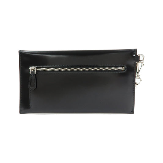 Prada Envelope Logo Clutch Spazzolato Leather, Black, Leather, Clutch