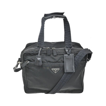 Prada Expandable Front Zip Boston Tessuto, Black, Nylon, Travel Bag