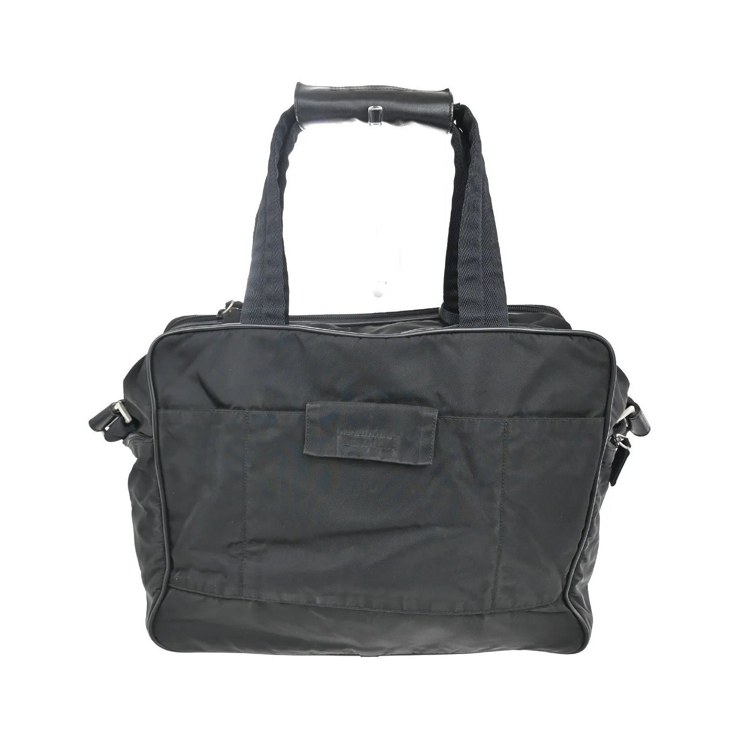 Prada Expandable Front Zip Boston Tessuto, Black, Nylon, Travel Bag