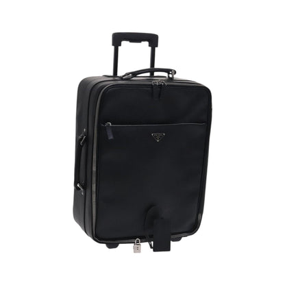 Prada Expandable Front Zip Boston Tessuto, Black, Leather, Travel Bag