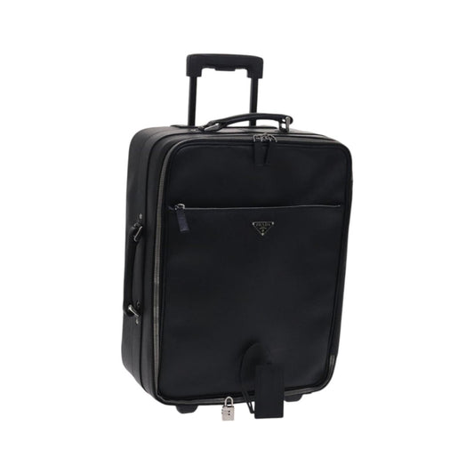 Prada Expandable Front Zip Boston Tessuto, Black, Leather, Travel Bag