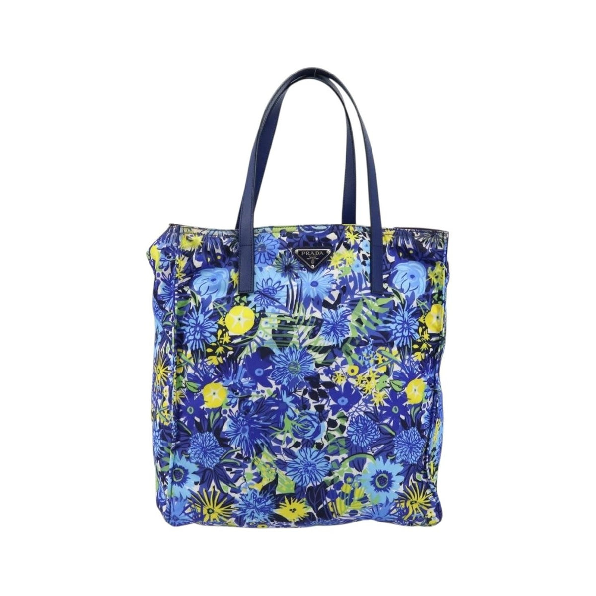 Prada Floreal Tote Printed Tessuto, Blue, Nylon, Tote Bag