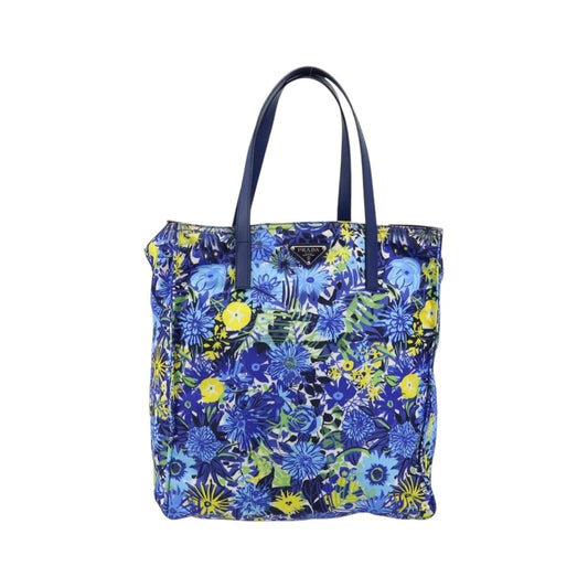 Prada Floreal Tote Printed Tessuto, Blue, Nylon, Tote Bag