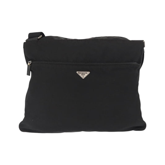 Prada Front Pocket Messenger Bag Tessuto, Black, Nylon, Shoulder Bag