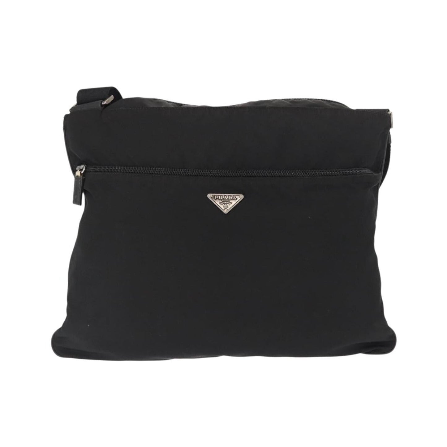 Prada Front Pocket Messenger Bag Tessuto, Black, Nylon, Shoulder Bag