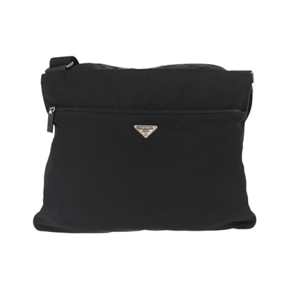 Prada Front Pocket Messenger Bag Tessuto, Black, Nylon, Shoulder Bag