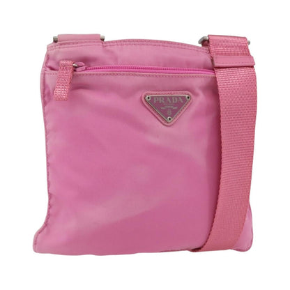 Prada Front Pocket Messenger Tessuto, Pink, Nylon, Shoulder Bag