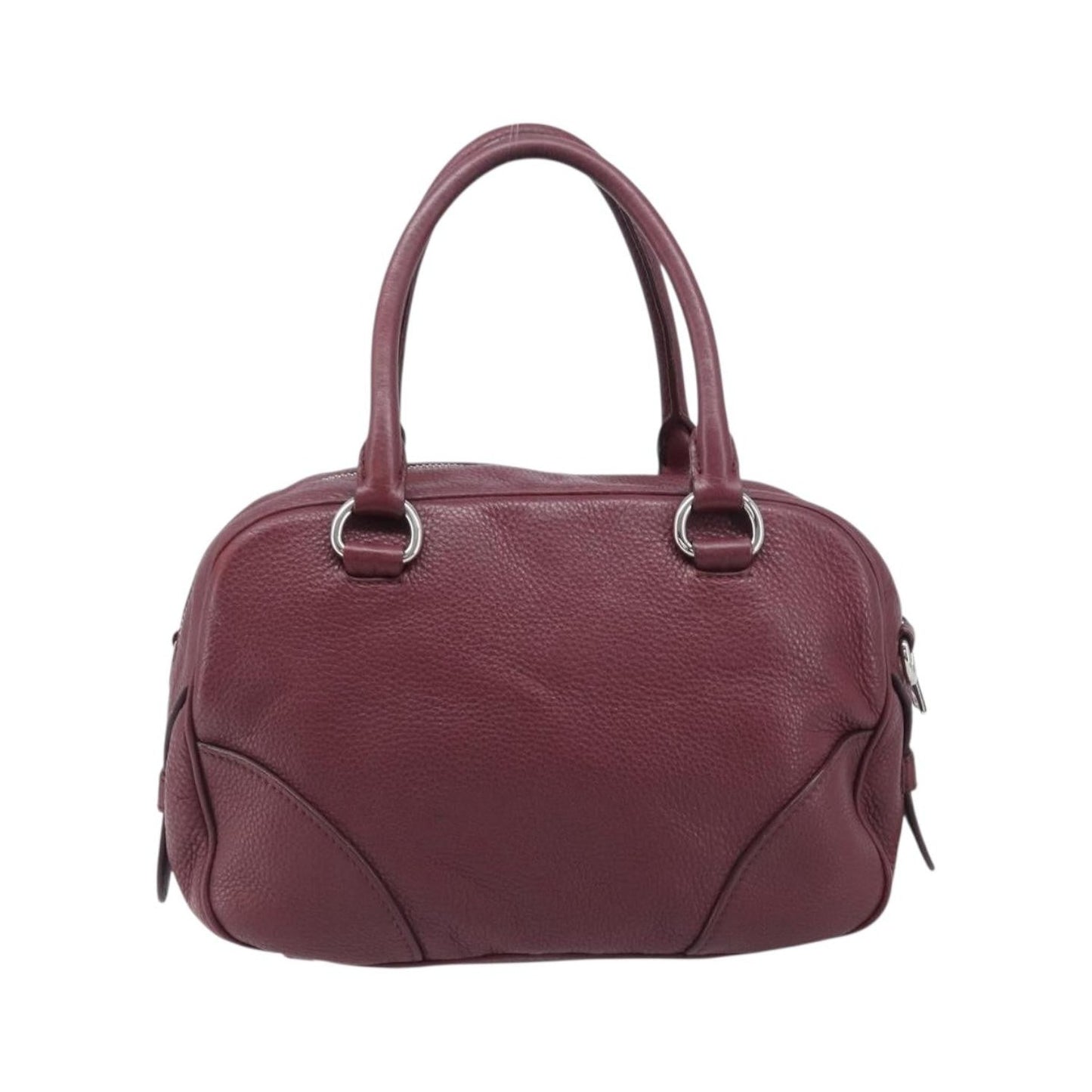 Prada Front Pocket Pushlock Convertible Boston Vitello Daino, Burgundy, Leather, Handbag