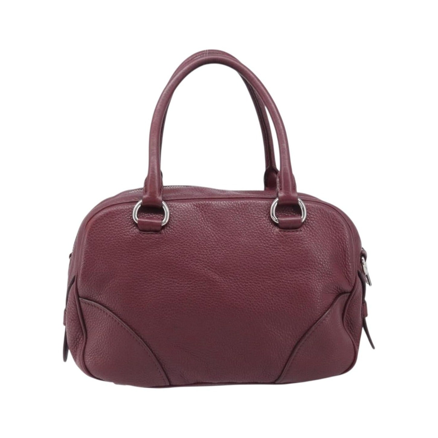 Prada Front Pocket Pushlock Convertible Boston Vitello Daino, Burgundy, Leather, Handbag