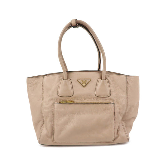 Prada Front Pocket Wing Convertible Vitello Daino, Beige, Leather, Tote Bag