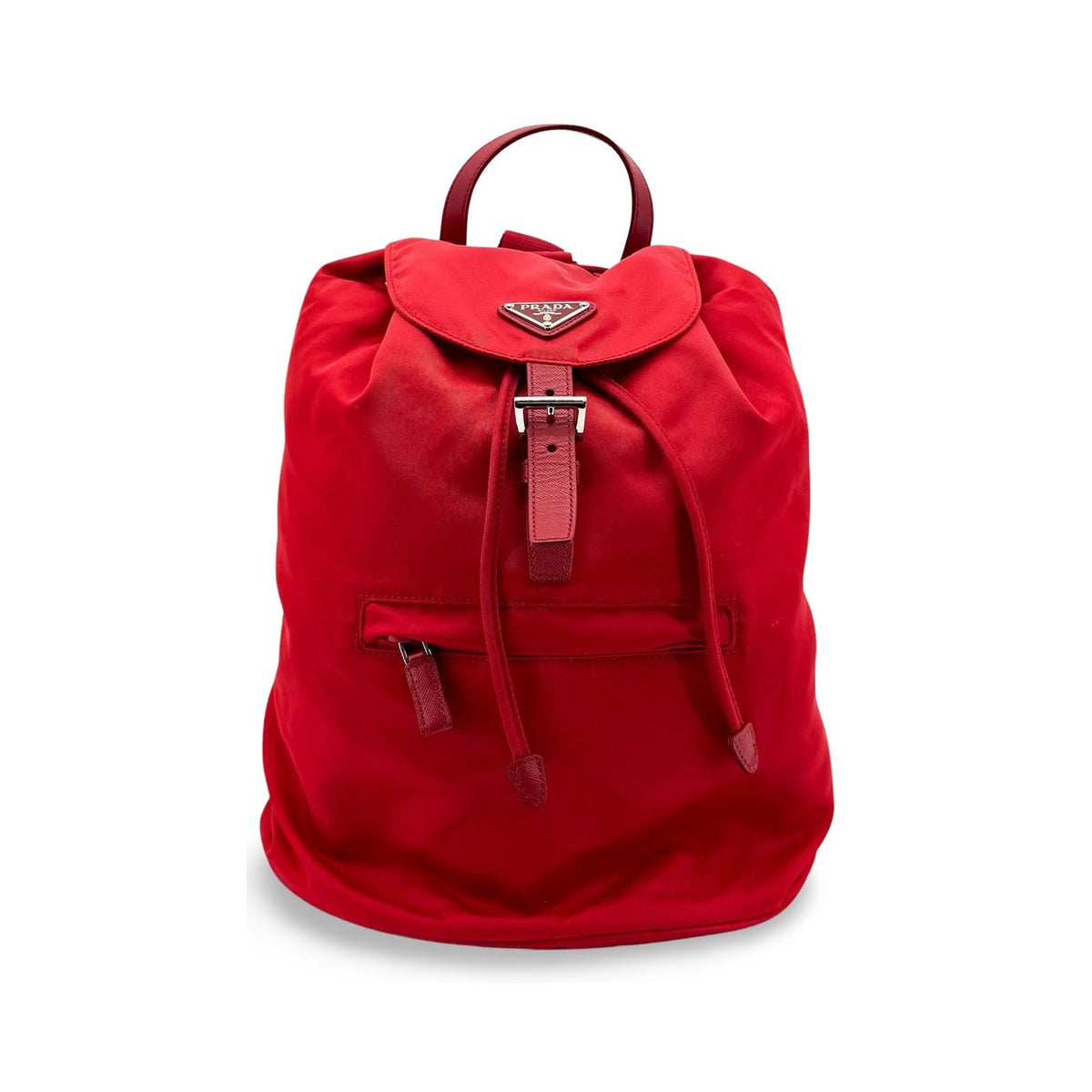 Prada Front Zip Drawstring Tessuto, Red, Nylon, Backpack