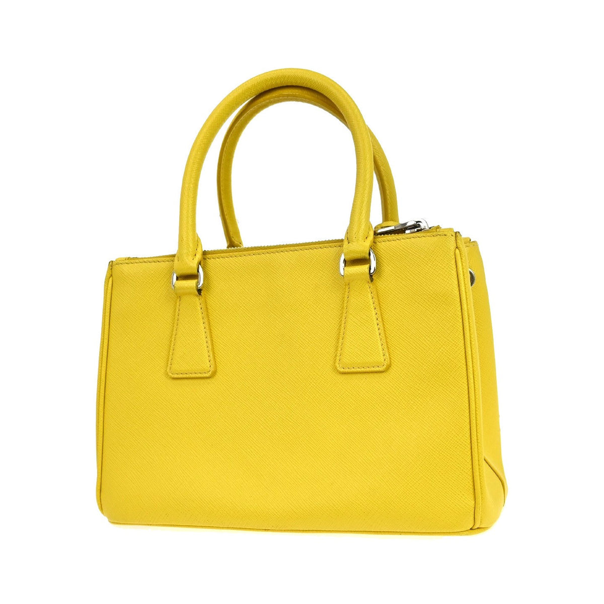 Prada Galleria Double Zip Saffiano Leather, Yellow, Leather, Tote Bag