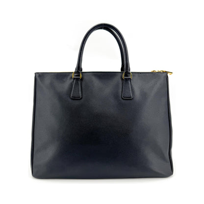 Prada Galleria Double Zip Saffiano Leather, Black, Leather, Tote Bag