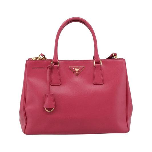 Prada Galleria Double Zip Saffiano Leather, Pink, Leather, Tote Bag