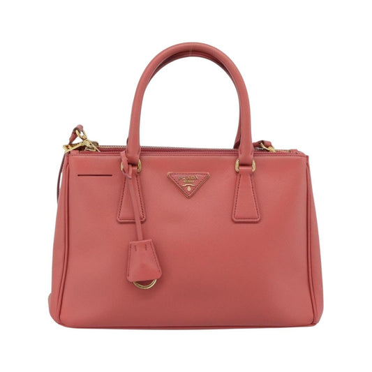 Prada Galleria Double Zip Saffiano Leather, Pink, Leather, Tote Bag