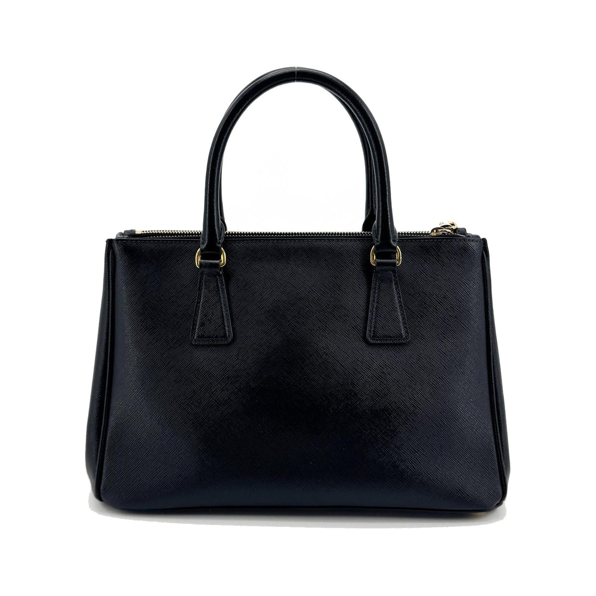 Prada Galleria Double Zip Saffiano Leather, Black, Leather, Tote Bag