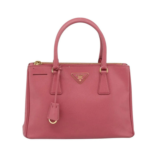 Prada Galleria Double Zip Tote Saffiano Leather, Pink, Leather, Handbag