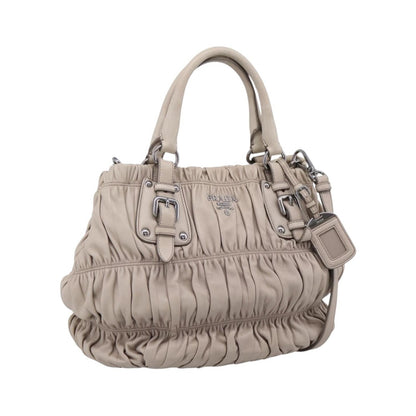 Prada Gaufre Convertible Nappa Leather, Beige, Leather, Tote Bag