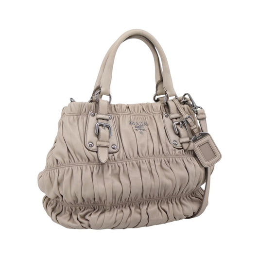 Prada Gaufre Convertible Nappa Leather, Beige, Leather, Tote Bag